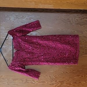 Crystal Doli Off the Shoulder Lace & Sequin Dress